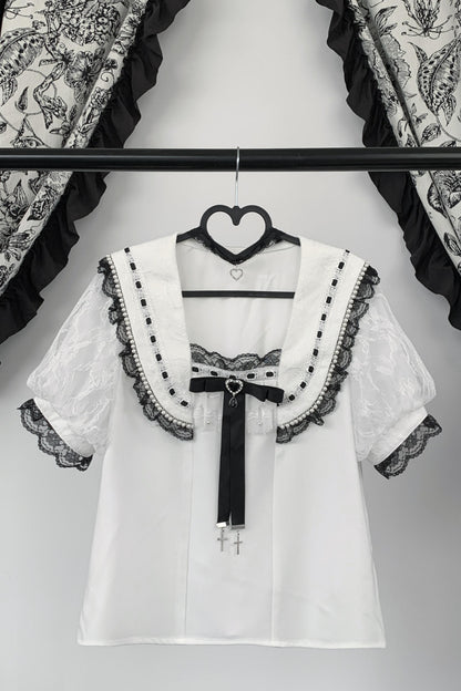 [Pre-Order] Lace Sailor Collar Jirai Kei Blouse
