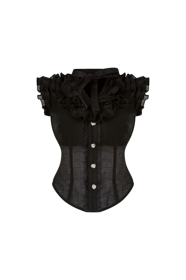 ダークシアーノースリーブトップス+ケーキスカート