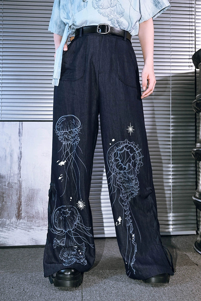 チャイナモードデザインワイドパンツ