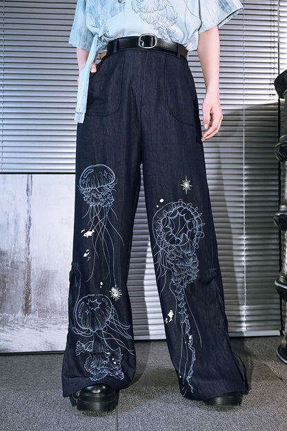 チャイナモードデザインワイドパンツ