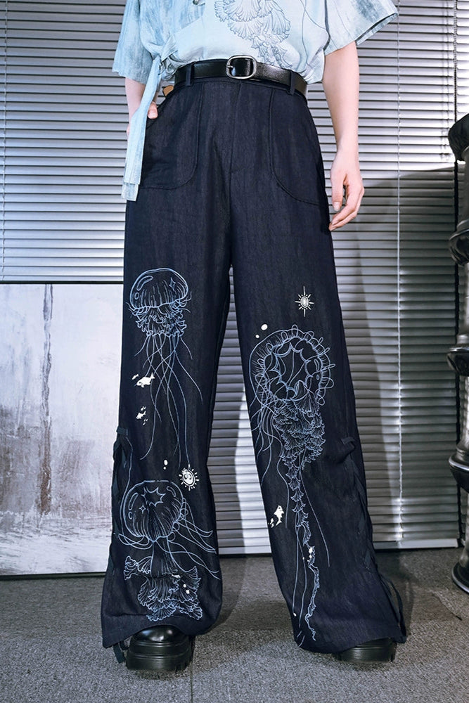 チャイナモードデザインワイドパンツ