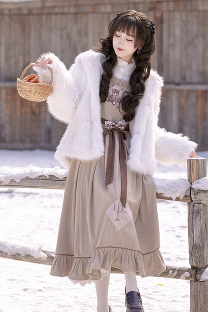 Antique Lace Corduroy Dress