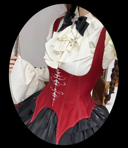 【12月3日予約締切】inverted spell contract ダークゴシックウィッチレッドドレスフルセット＋シャツ＋ベスト＋スカート