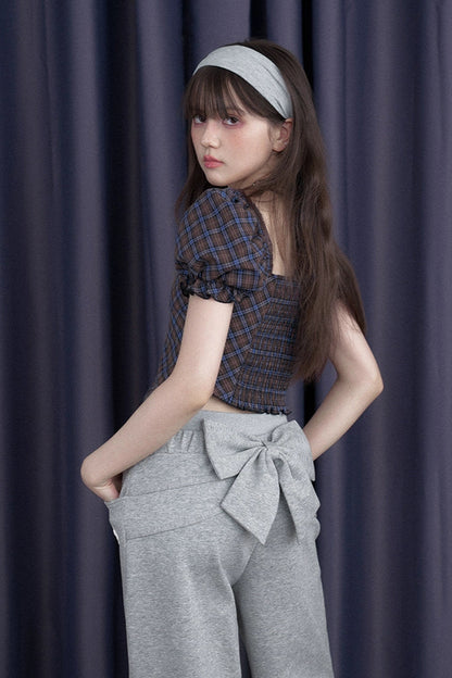 バッグリボンスウェットルーズパンツ