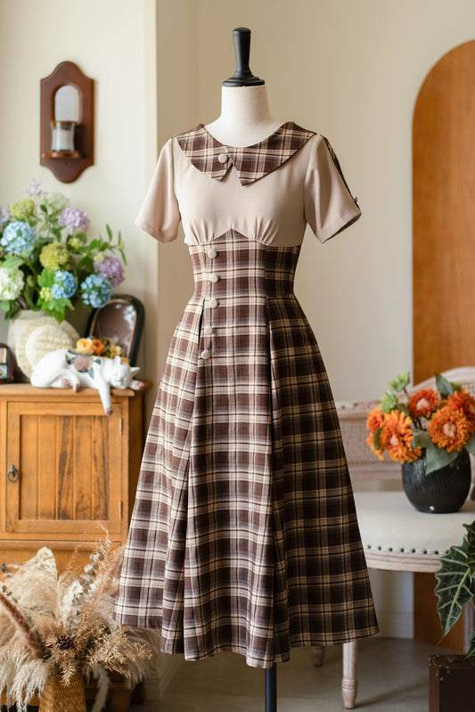 レトロチェックロリータドレス