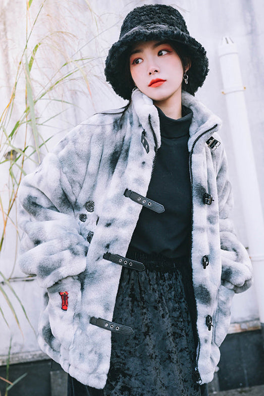 Odd house rabbit fur warm hat women's winter cold protection ear protection plush cotton hat retro thickened bucket hat shows small face