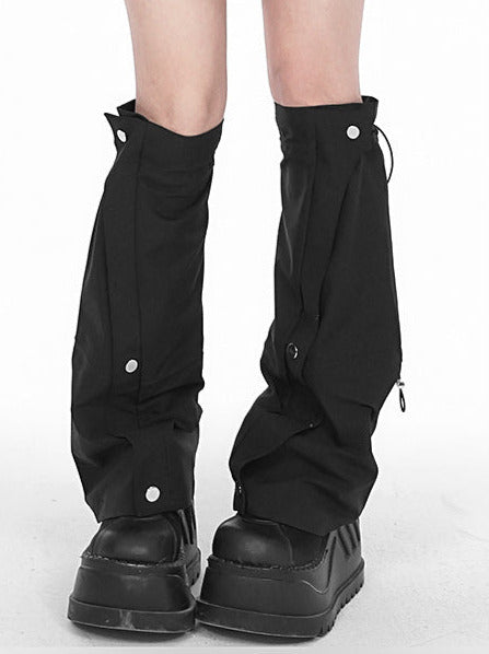 Layered Light Gray Black Drawstring Long Leg Covers