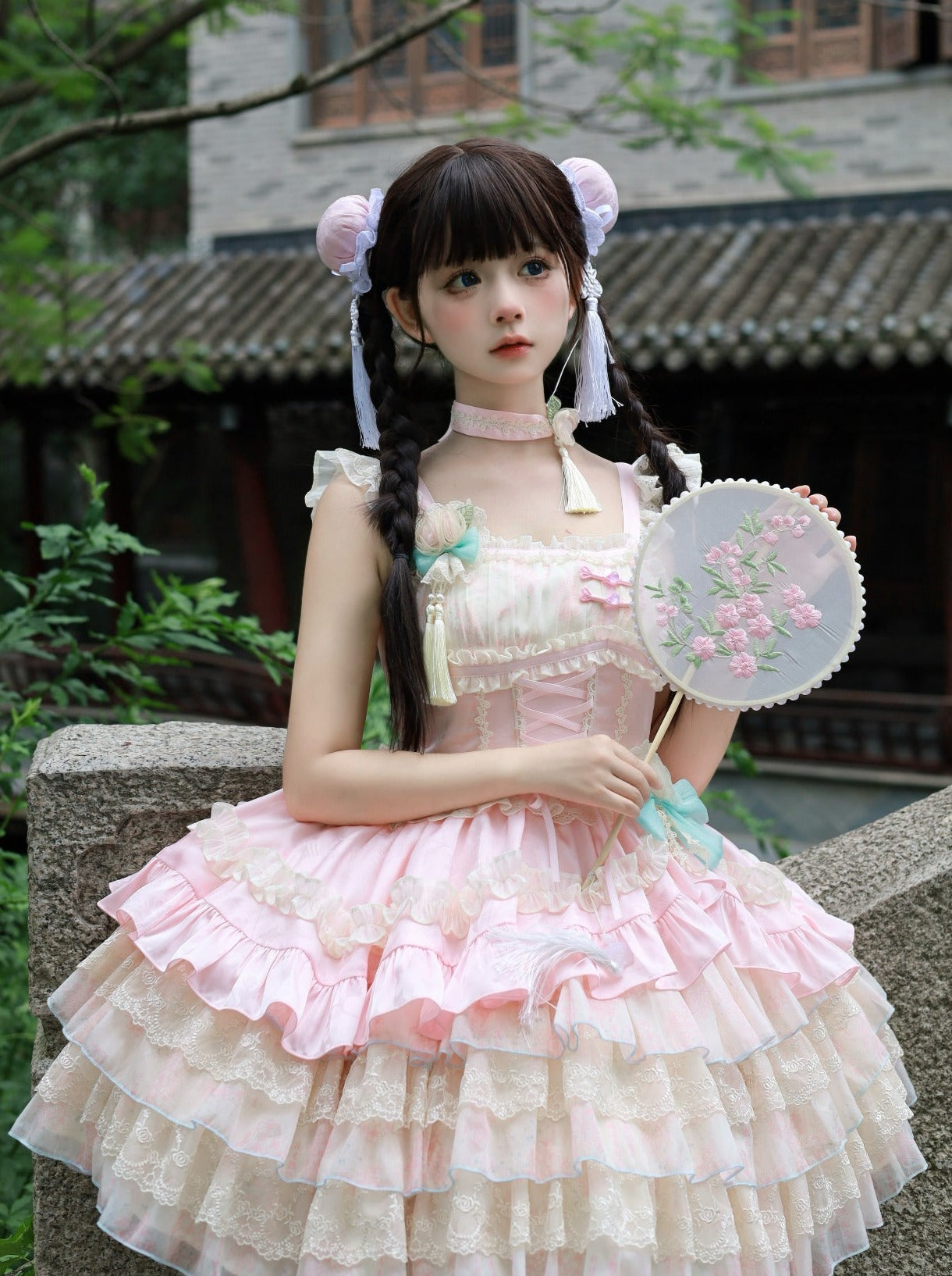 Flower Frilled Chinese Lolita Dress