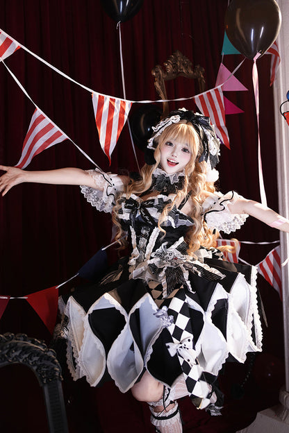 【12月8日予約締切】サーカスロリータエレガントレトロゴシックピエロドレスセット＋アクセサリーコンプリート