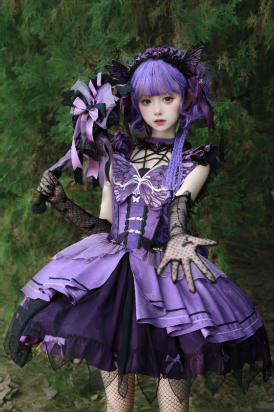 [Reservation deadline on October 15] Purple Butterfly Witch Dress Complete Set