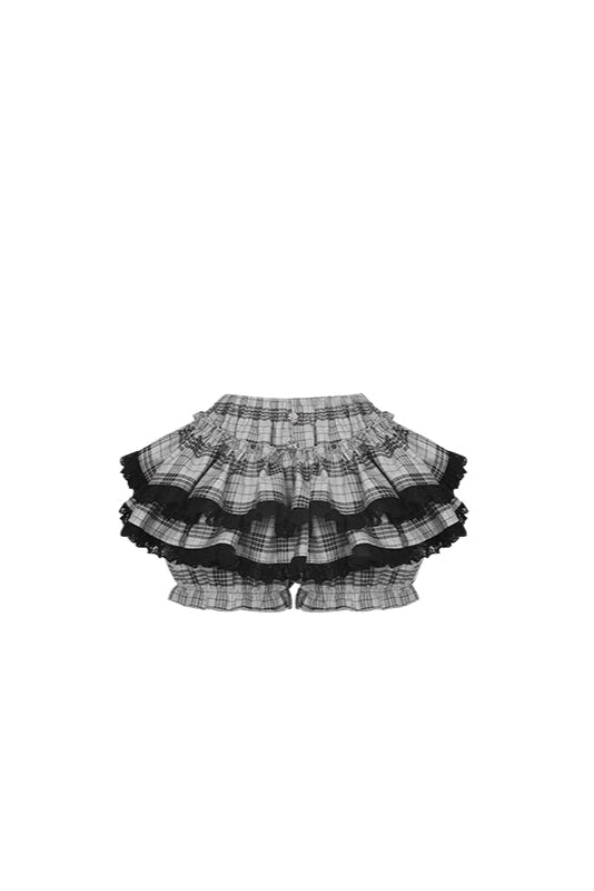 Moonlight Secret Language Top + Black Waist Belt + Plaid Tiered Skirt