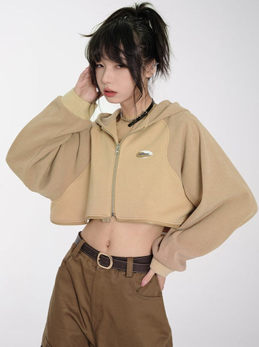 Short Waistless Hooded Top