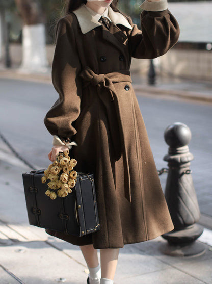Robe superposée sans manches à carreaux marron rétro + accessoires en ruban perlé + manteau à ceinture classique [Produit réservé].