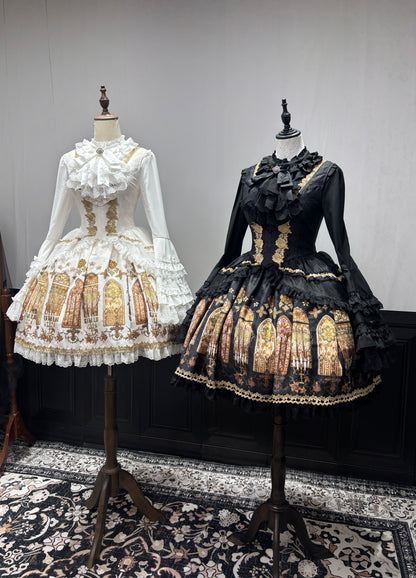 【9月28日予約締切】Gothic Lolita Stained Glass Lace Ruffle Corset JSK Dress