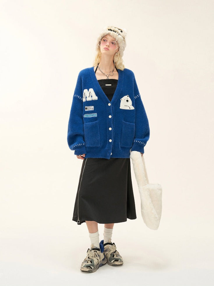 Polar Bear Logo V-Neck Cardigan