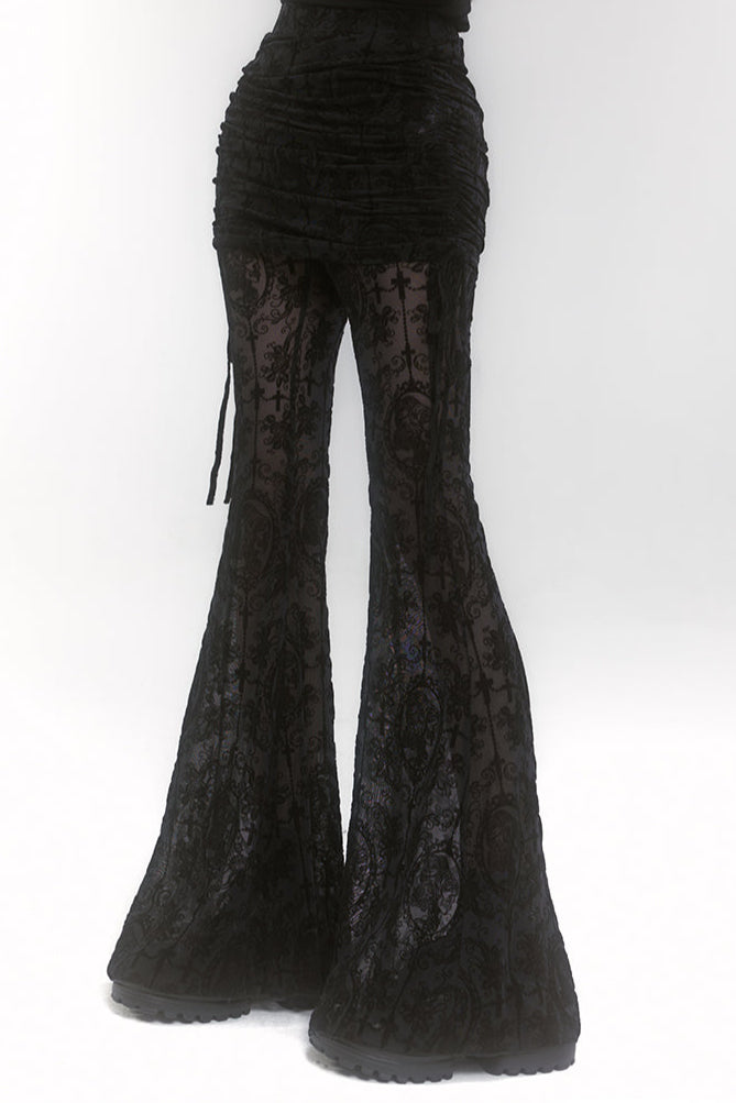 Lace Design Mode Flare Pants