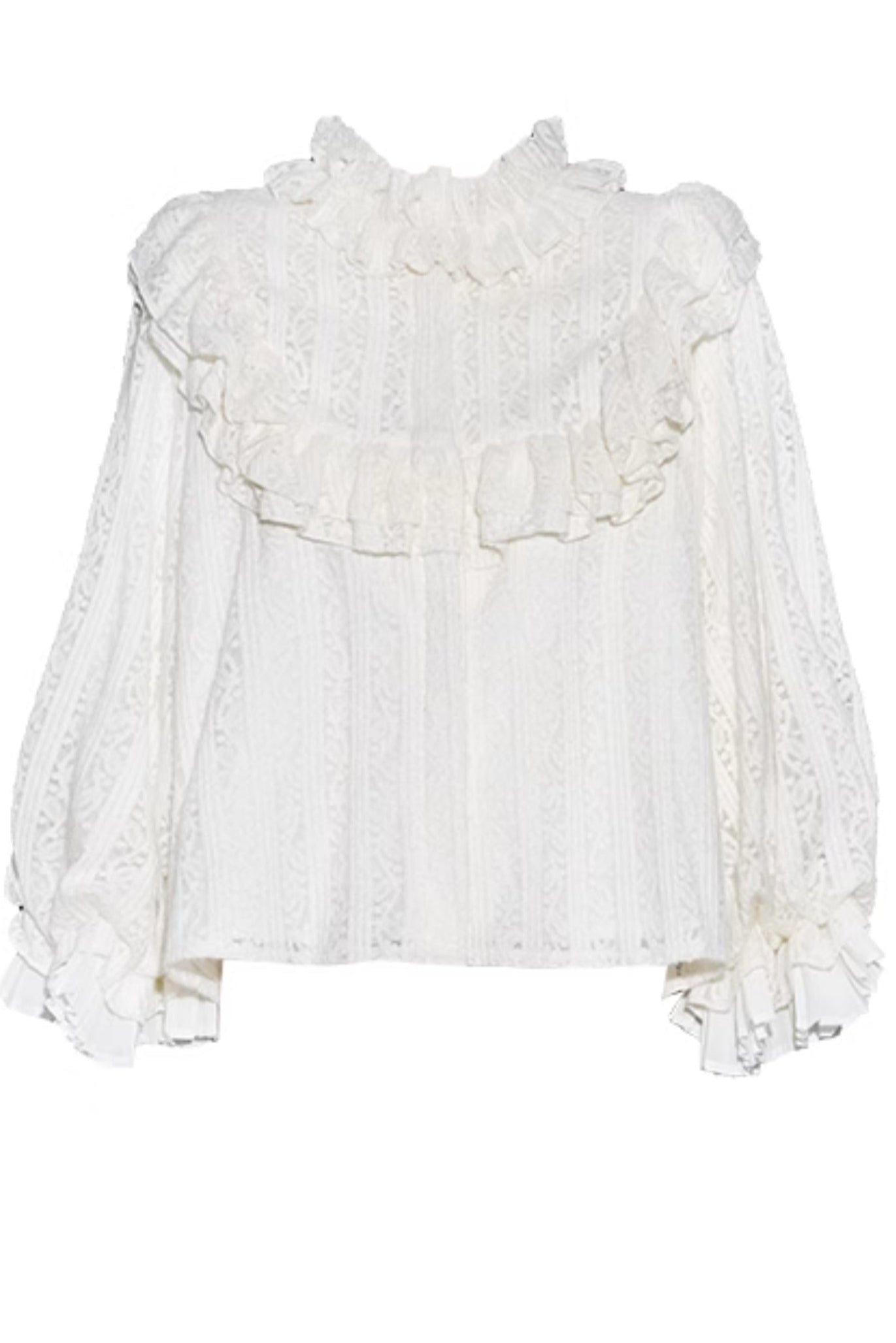 Frilled Lace Lantern Sleeve Shirt