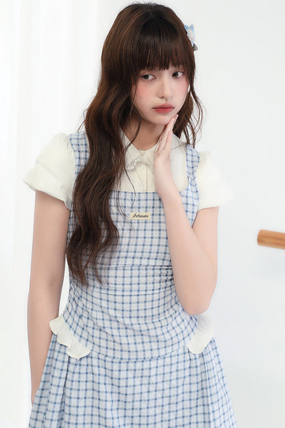 Sweet College Blue Check Dress