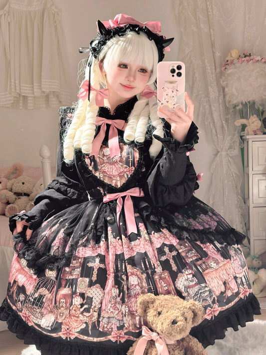 [Deadline for reservations: February 26] Sheep Labyrinth Print Skirt Setup + Suspender Dress + Headdress