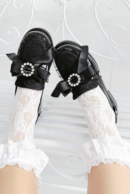 Plateau-Loafer im Jirai-Stil mit Perlschnalle