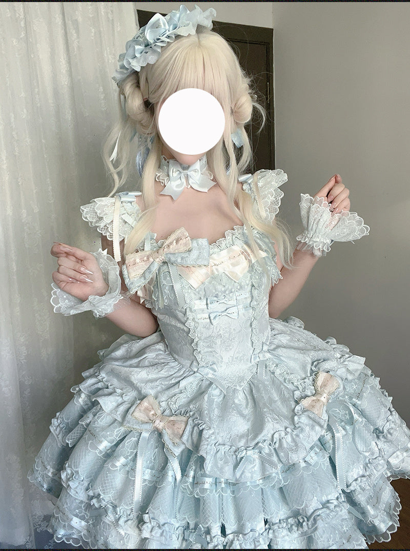 Tricolor dark gothic ribbon dress + accessories