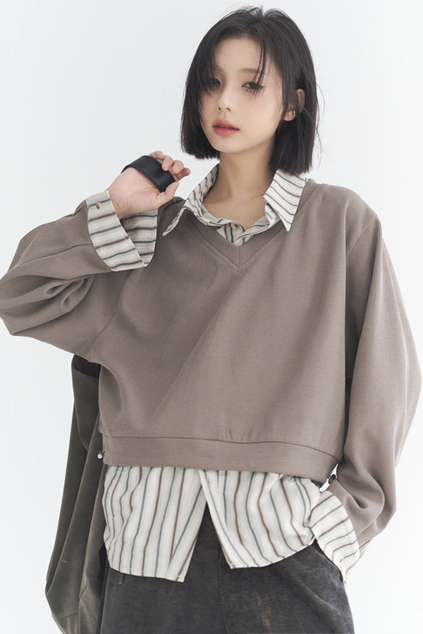 ルーズフィットツーピーススタイルスウェットシャツ