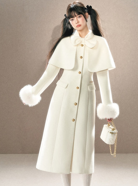 Elegant French Cape Wool Long Court [Reservation Product]