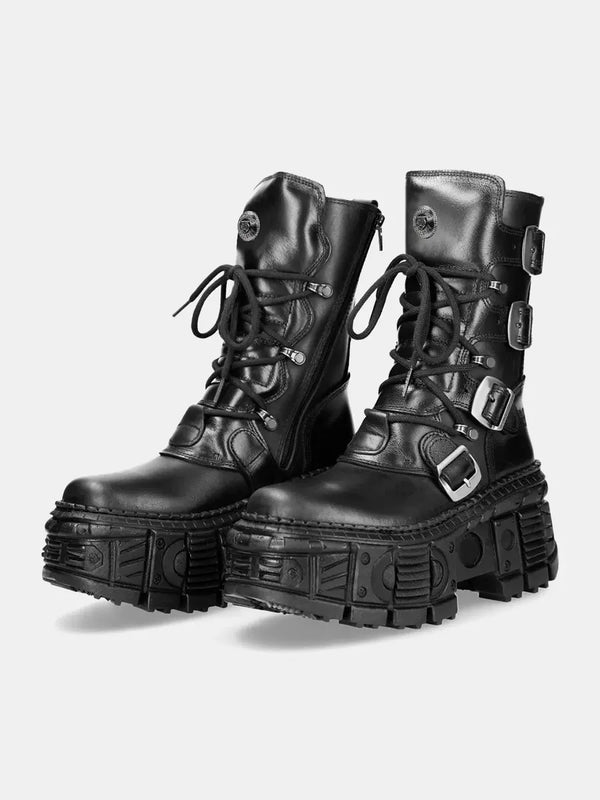 Dark Punk Metal Street Style Power Sole Half Boots