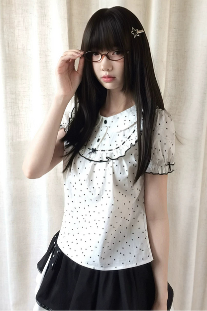 ポルカドットドールトップス+スカート