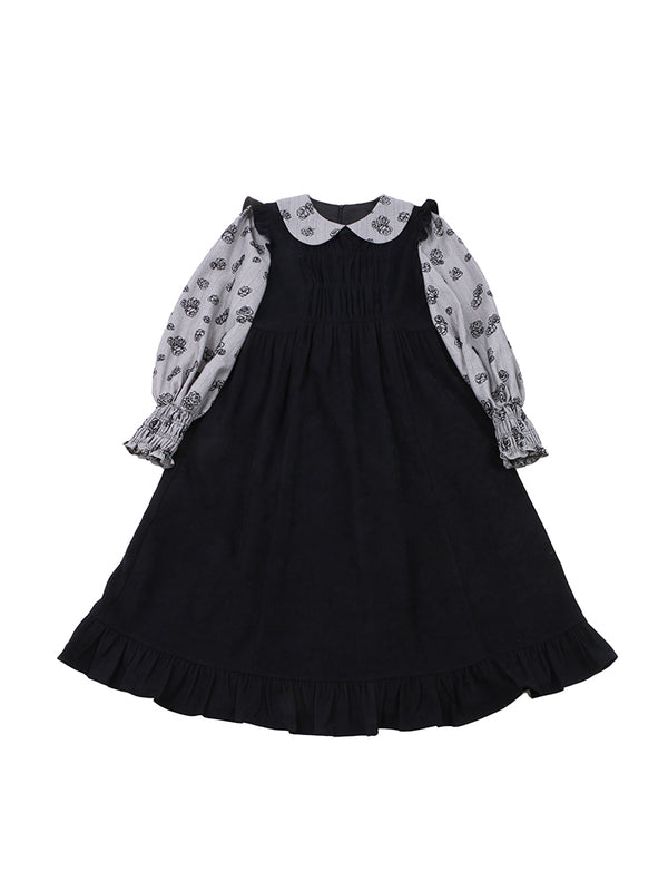 Rose Doll Color Volume Sleeve Layered Frill Dress
