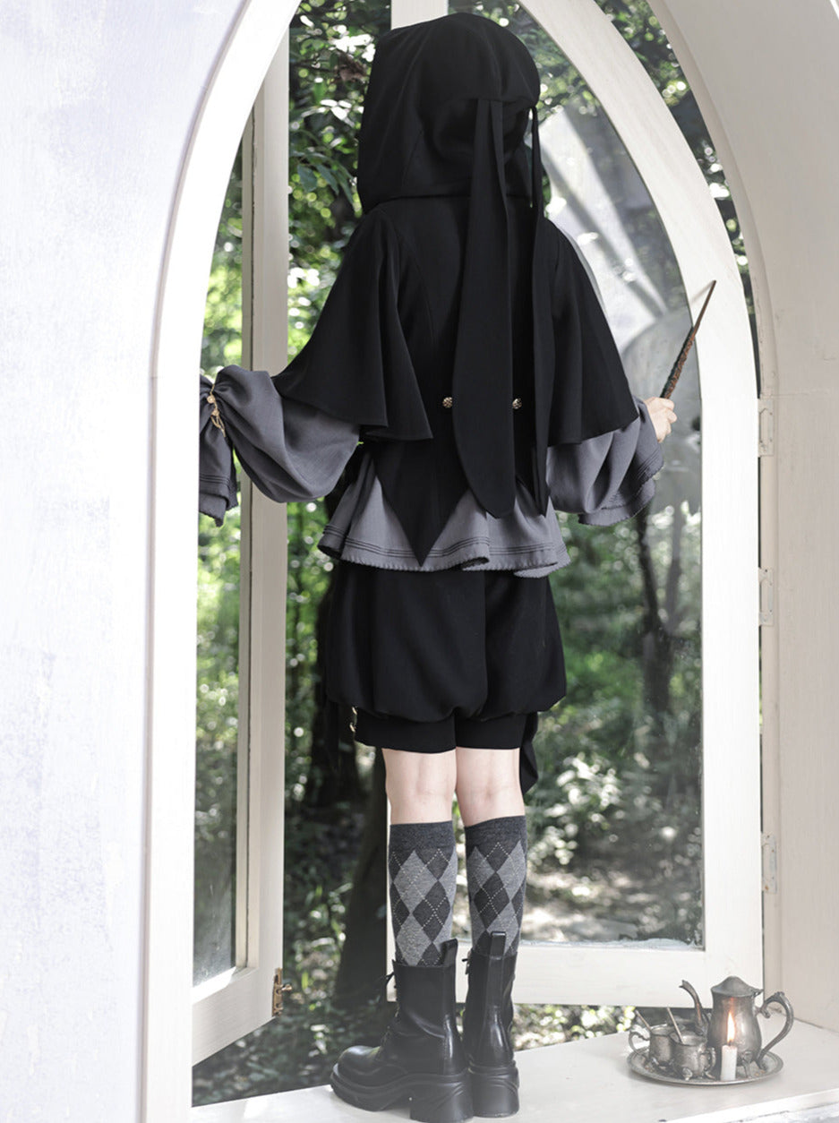 Rabbit Retro Dark Cool Bunny Ear Hoodie Setup [Cape Coat, Blouse and Shorts] [Deadline for Reservations: June 28, 2012