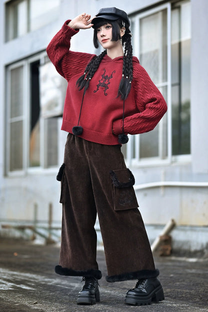 モードエンブロイダードワイドレッグパンツ