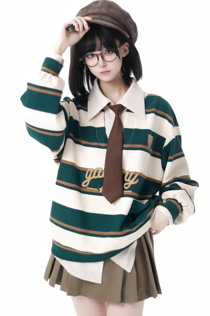 Green Stripe Two Piece Sweat Set