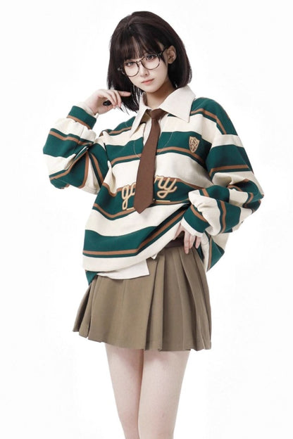 Green Stripe Two Piece Sweat Set