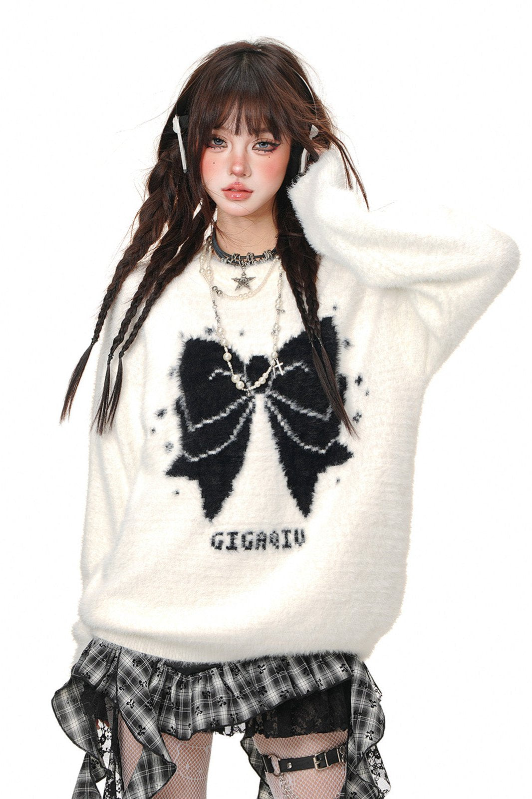 Soft Bow Imitation Mink Sweater