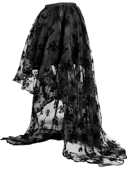 Dark Gothic Trailing Lace Long Skirt