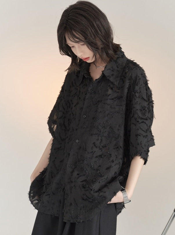 Sheer Retro Shirt Loose Shirt