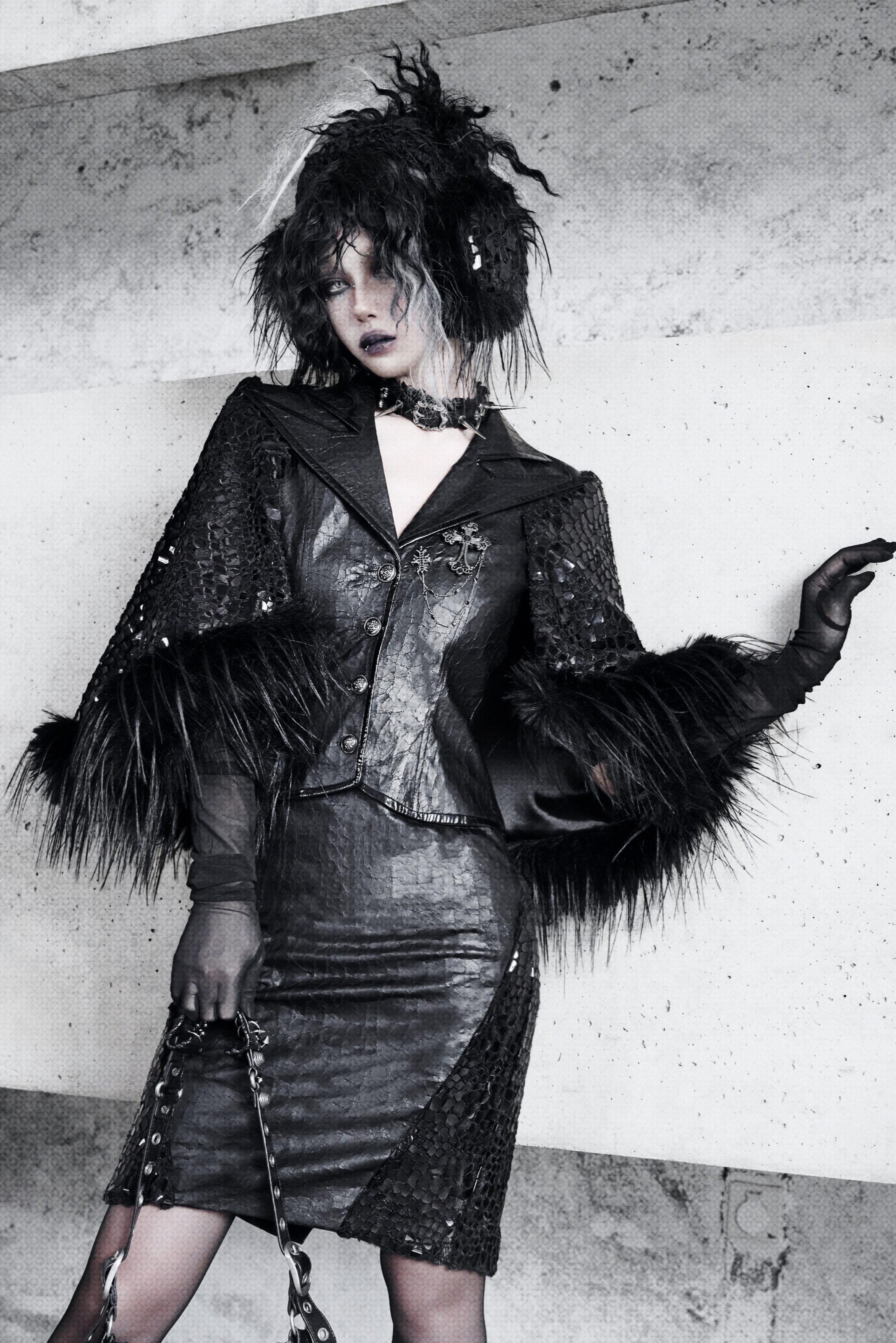 Gothic Office Dark Cape + Mesh Gloves – Belchic