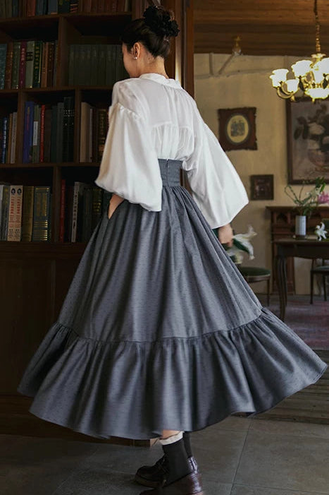 Retro High-Waist Polka Dot Skirt