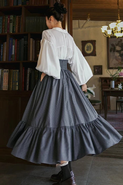 Retro High-Waist Polka Dot Skirt