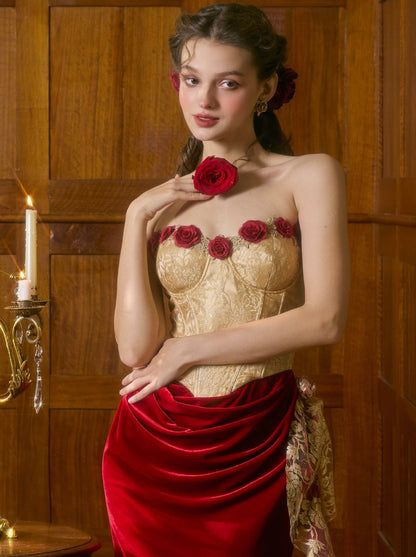 Dark Elegant Rose Tight Dress