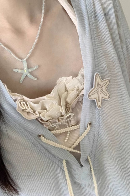 Seaside-Smok-Oberteile + Neckholder-Unterhemd + Asymmetrischer Rock