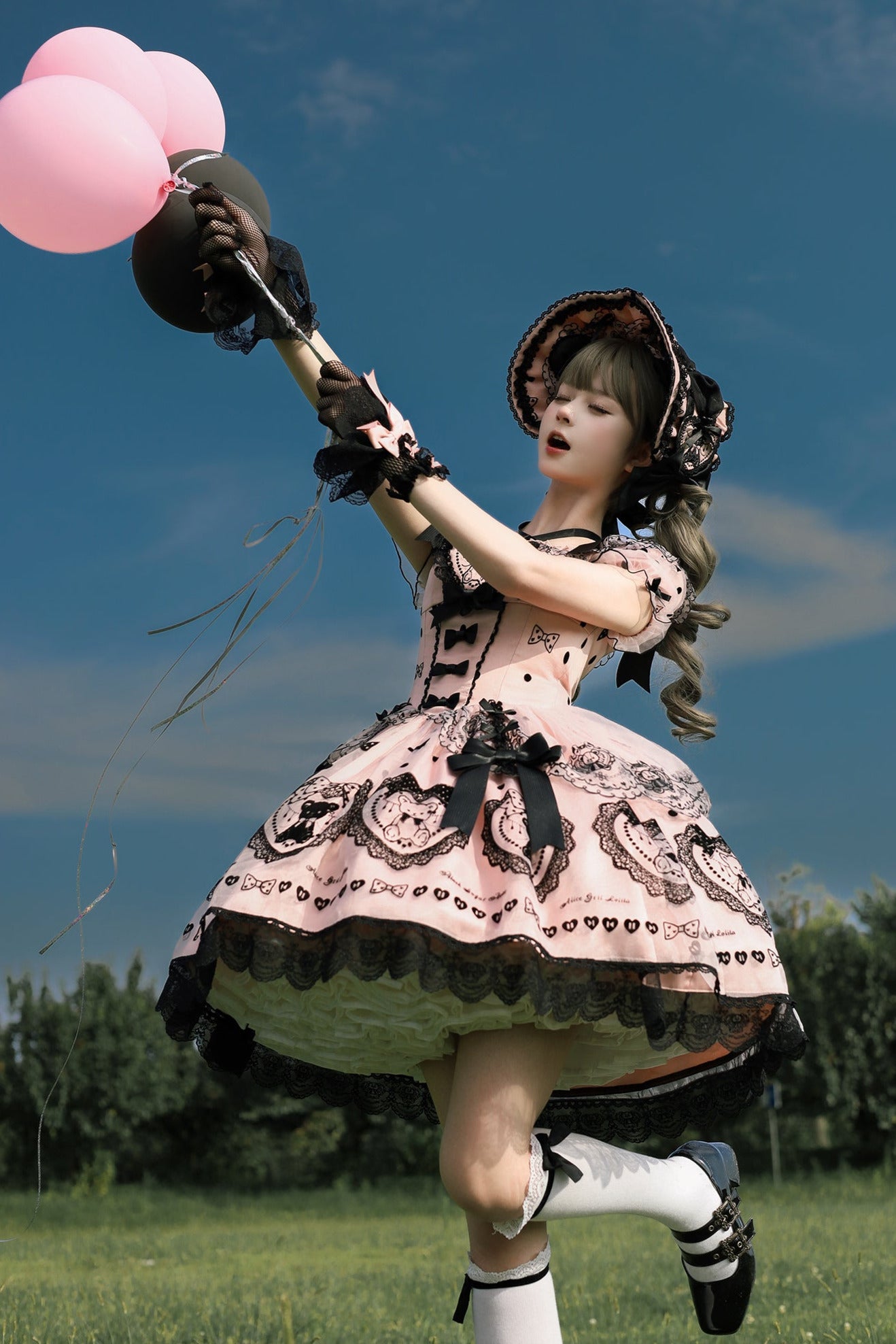 [Pre-order Deadline: September 16] Pink Purple Teddy Bear Series Sweet Princess Dress
