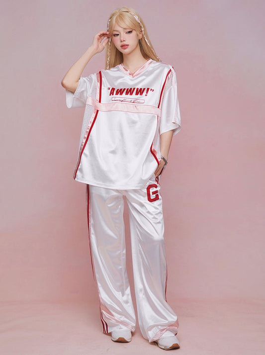 GirlyFancyClub Summer Sweet Cool * Unique Design Sporty Wind Speed Dry Oversize Loose T-Shirt Woman
