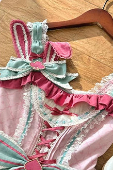 [Pre-order Deadline: July 1] Pink x Green Alice Cat Sweet Lolita Series Accessories (Bunny Ear Ribbon Hair Clip, Bunny Ear Ribbon Brooch, Bunny Ear Ribbon Tea Cup Hat, Back Ribbon Train)