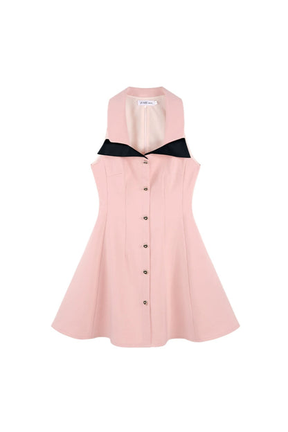Robe nuisette française rose trapèze