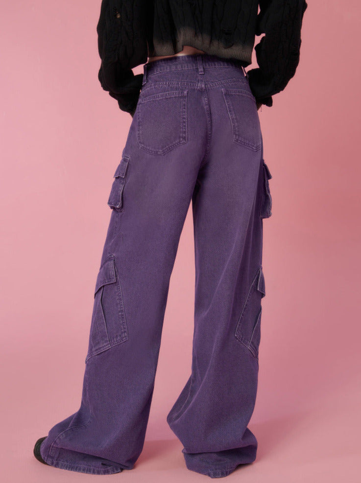 Loose High Street Denim Wide Cargo Pants