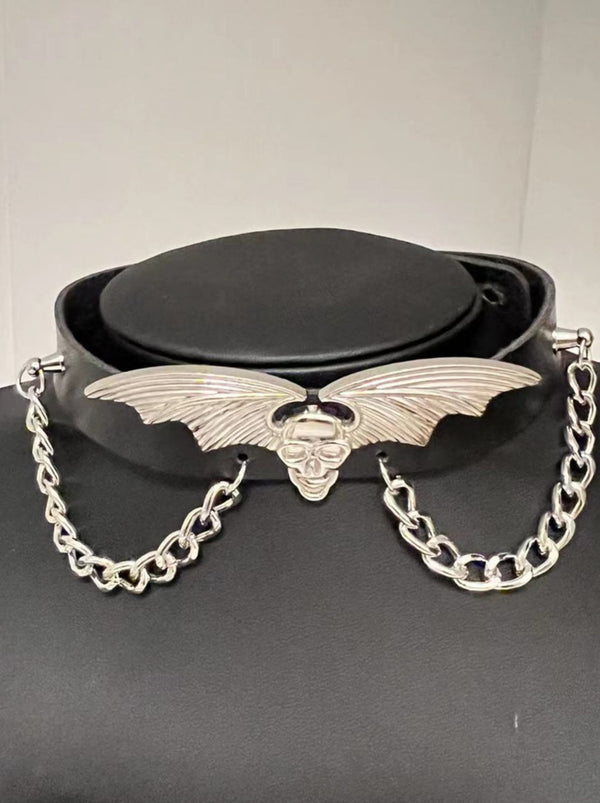 Skull Devil Wing Choker Necklace