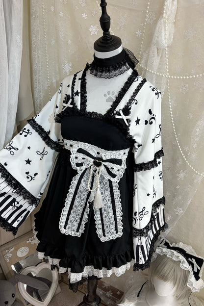 キャットダークエンジェルレースフローラルドレス+ヘアバンド