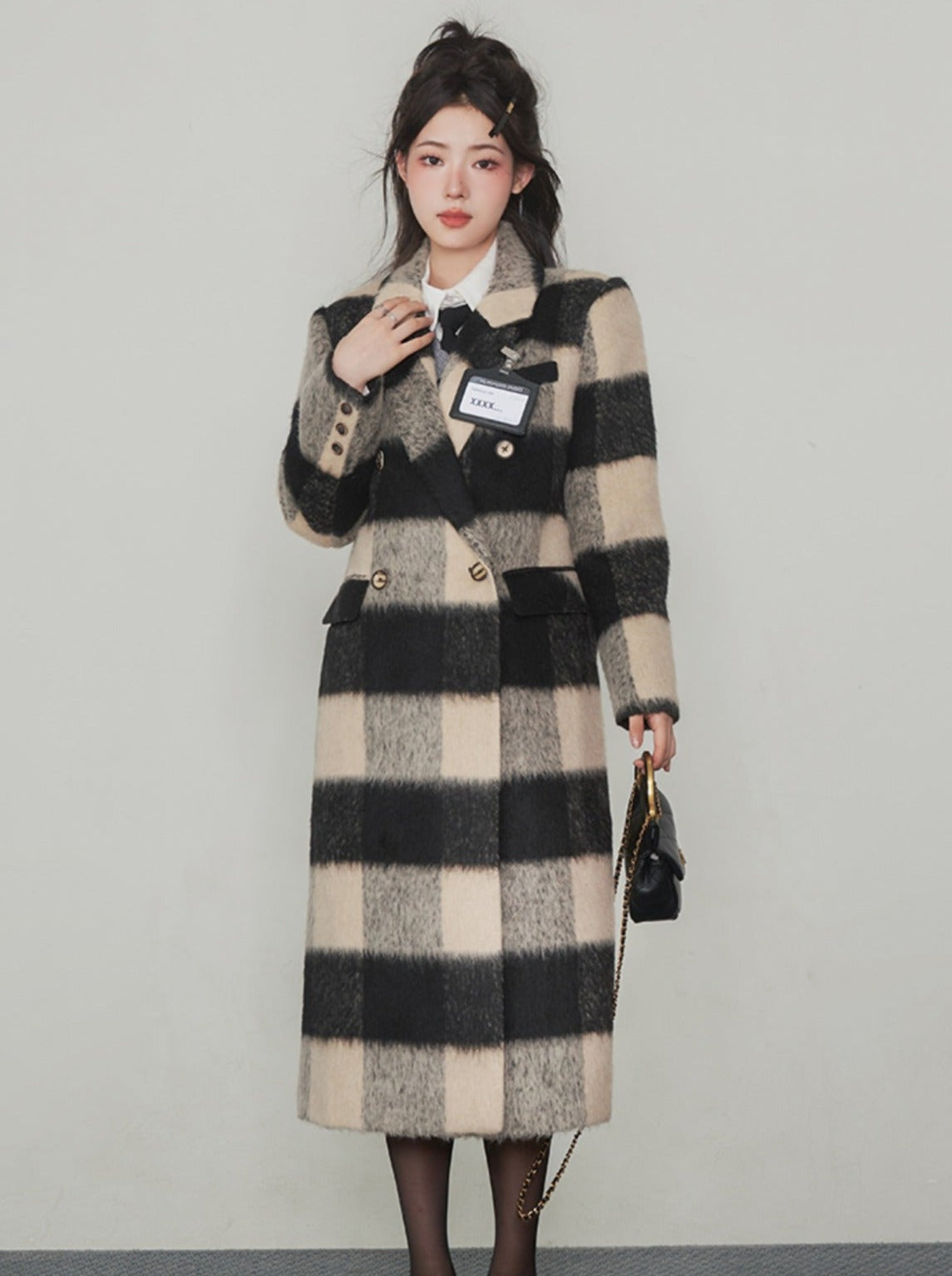 Retro Check Single-Breasted Coat